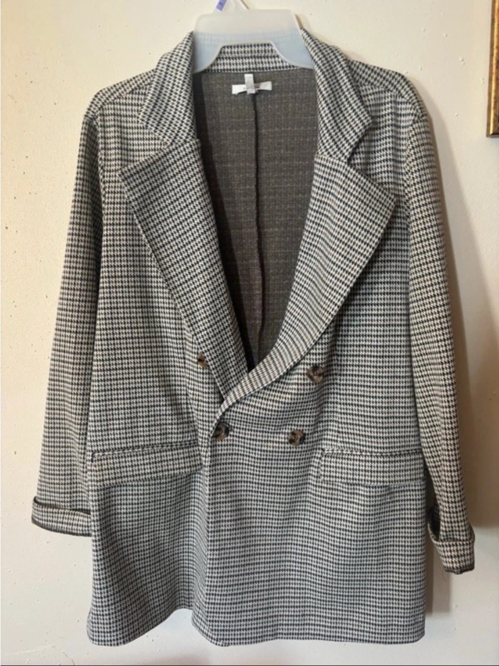 Maurices Black & Tan Houndstooth Double-Breasted Blazer